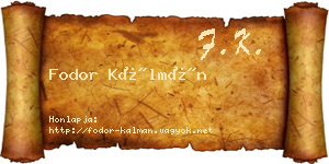 Fodor Kálmán névjegykártya