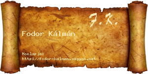 Fodor Kálmán névjegykártya